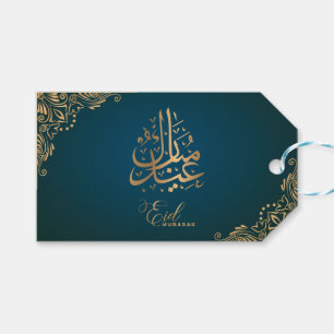 Eid Mubarak Happy Eid Golden Green Calligraphy Gift Tags