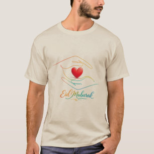 Eid Mubarak Heart Hand Line Art T-Shirt