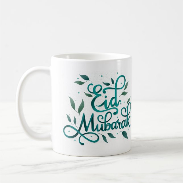 Eid Mubarak in Arabic Calligraphy  In Green Colour Coffee Mug (Left)