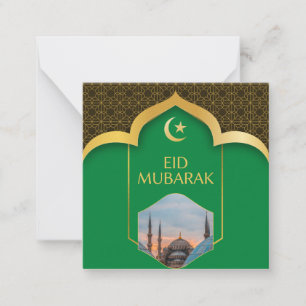 Eid Mubarak in Green Background Card