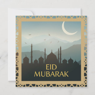 Eid Mubarak in Light Blue Background Invitation