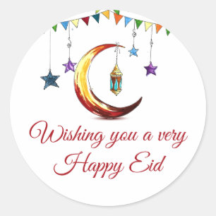 Eid Mubarak  Islamic Crescent  Classic Round Sticker
