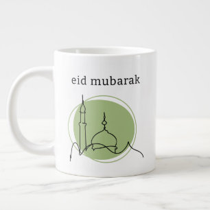 Eid Mubarak Jumbo Coffee Mug - Mosque Line Art