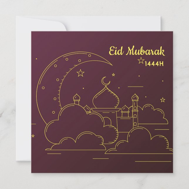 Eid Mubarak Line art  Holiday Card (Front)