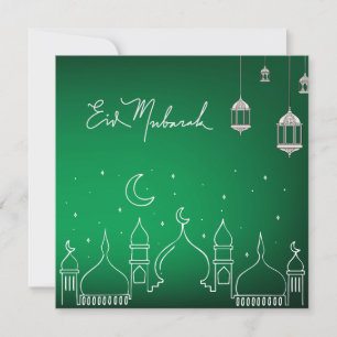 Eid Mubarak Line Art Mosque Holiday Card