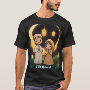 Eid Mubarak Mens Tshirt Showing Cute Muslim Couple