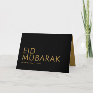 Eid Mubarak Modern Black and Gold Muslim Holiday Card
