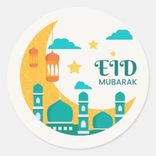  Eid Mubarak  Moon and star Classic Round Sticker