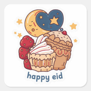 Eid Mubarak Mosque Crescent Moon Sticker