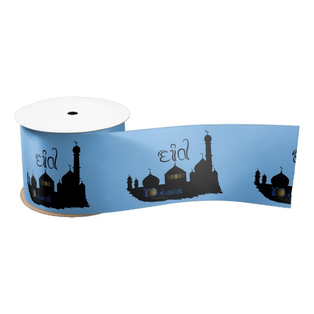 Eid Mubarak Mosque Silhouette - Ribbon Satin Ribbon (Spool)