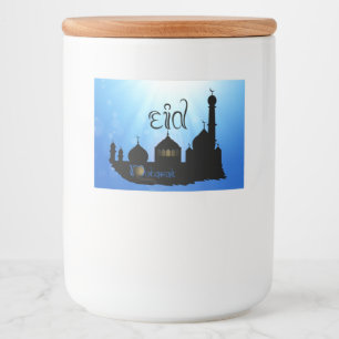 Eid Mubarak Mosque with Sunrays - Food Label