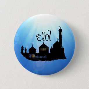 Eid Mubarak Mosque with Typography 6 Cm Round Badge