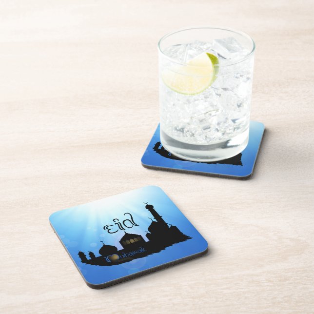 Eid Mubarak Mosque with Typography Coaster (Right Side)