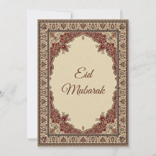 Eid Mubarak persian rug design red and beige Holiday Card