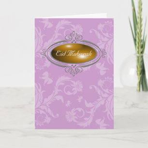 Eid Mubarak Purple Floral Holiday Card