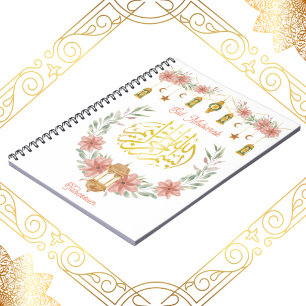 Eid Mubarak Ramadan Arabic Calligraphy Flowers   Notebook