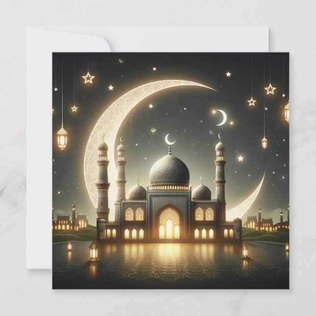 Eid Mubarak Ramadan Customisable Greetings Text Ho Holiday Card (Front)