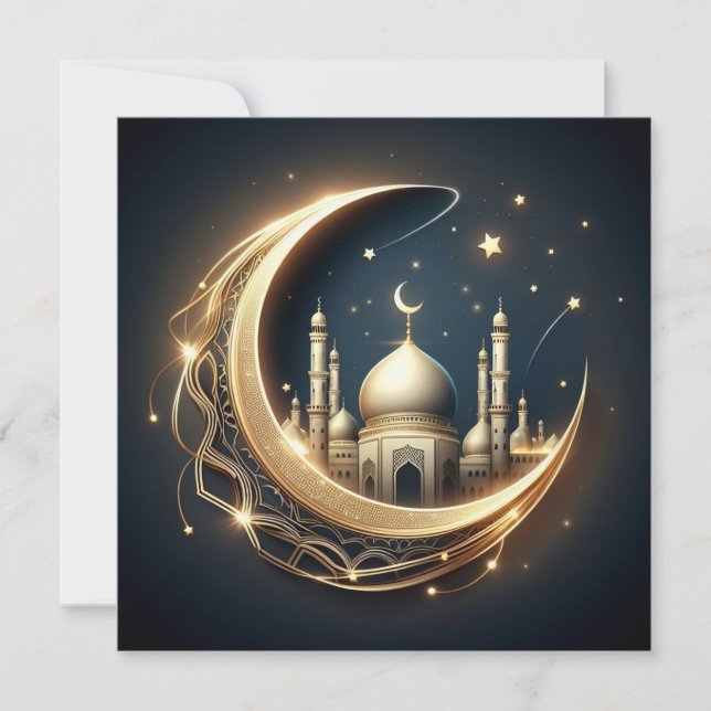 Eid Mubarak Ramadan Customisable Greetings Text Ho Holiday Card (Front)