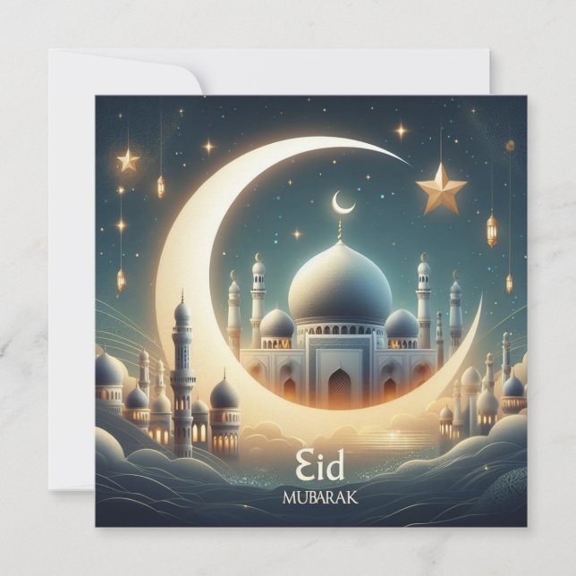 Eid Mubarak Ramadan Customisable Greetings Text Holiday Card (Front)