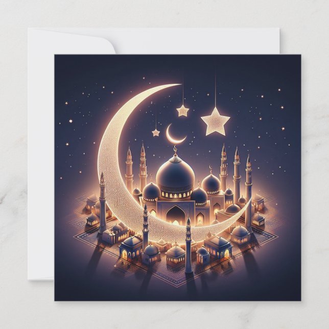 Eid Mubarak Ramadan Customisable Greetings Text Holiday Card (Front)