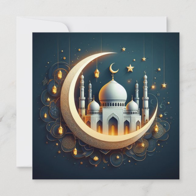 Eid Mubarak Ramadan Customisable Greetings Text Holiday Card (Front)