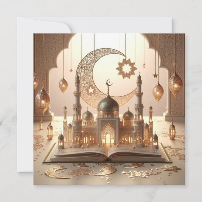Eid Mubarak Ramadan Customisable Greetings Text Holiday Card (Front)