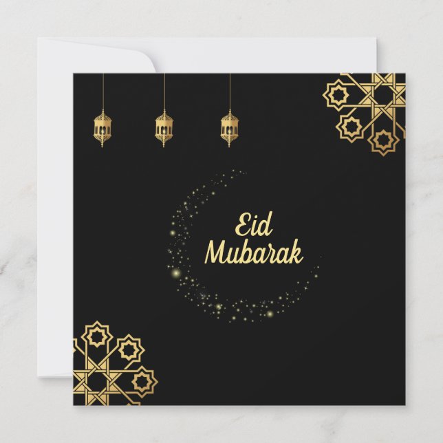 Eid Mubarak / Ramadan Kareem Golden Customise Invitation (Front)