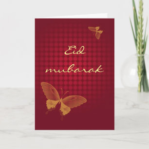 Eid mubarak - red butterly greeting card
