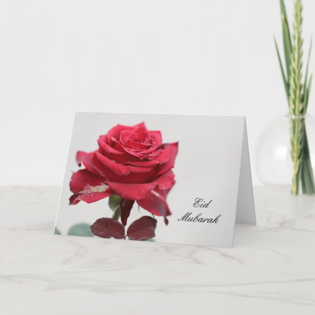 Eid Mubarak Red Rose Holiday Card (Front)