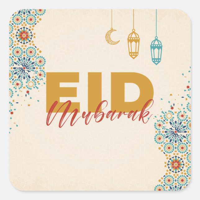 Eid mubarak square sticker (Front)