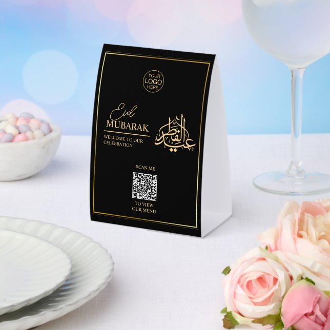 Eid Mubarak Table Tent Sign with QR Code for Event (Insitu(Wedding))