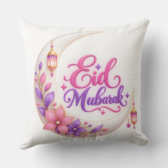 Eid Mubarak throw Pillow  (Back)