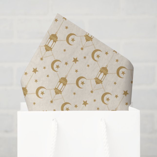  Eid or Ramadan Lanterns & Crescent Seamless  Tissue Paper (Gift Bag)