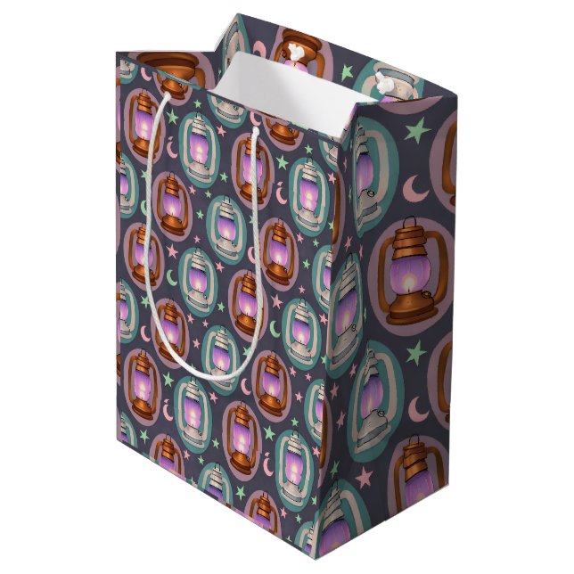 Eid & Ramadan Lanterns Seamless Pattern with Moon Medium Gift Bag (Back Angled)
