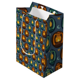 Eid & Ramadan Lanterns Seamless Pattern with Moon Medium Gift Bag