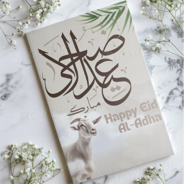 Eid ul-Adha Mubarak 1446H Goat & Arabic Islamic  Holiday Card (Creator Uploaded)