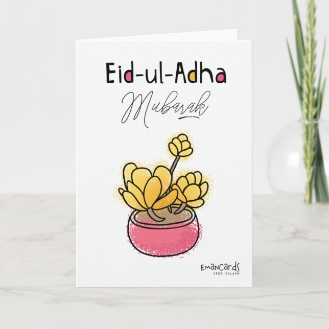 Eid ul Adha Mubarak - Flower Card (Front)
