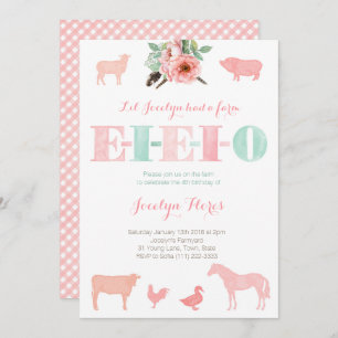 EIEIO invitations, Old MacDonald Birthday Party Invitation