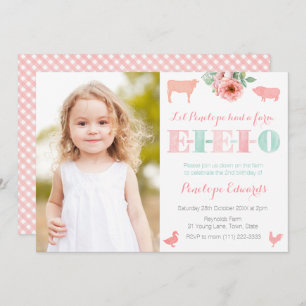EIEIO Old MacDonald Farm Petting Zoo Birthday Invitation