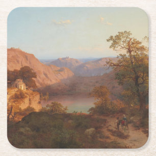 Eifel Landscape (1843) – Heinrich Funk Square Paper Coaster