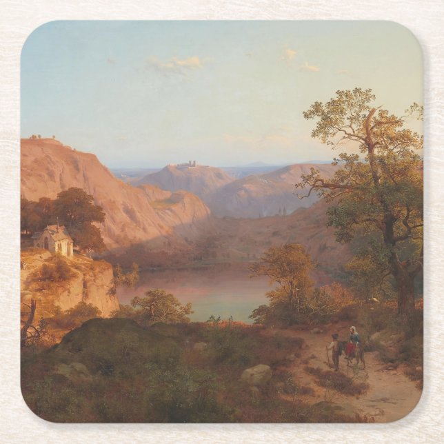 Eifel Landscape (1843) – Heinrich Funk Square Paper Coaster (Front)
