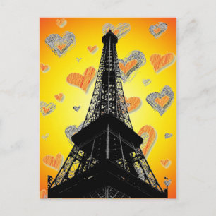 Eifel Tower Hearts Postcard