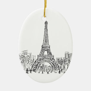 Eifel Tower Paris Ceramic Tree Decoration