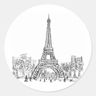 Eifel Tower Paris Classic Round Sticker