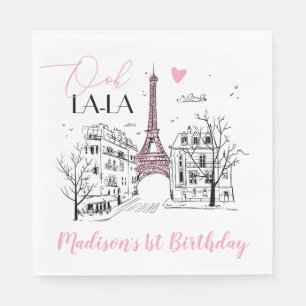 Eifel Tower Paris Parisian Happy Birthday Any Age Napkin