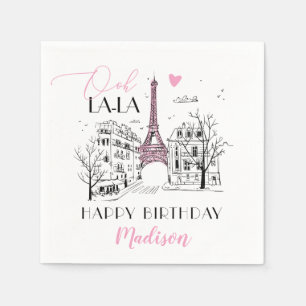 Eifel Tower Paris Parisian Happy Birthday Any Age Napkin