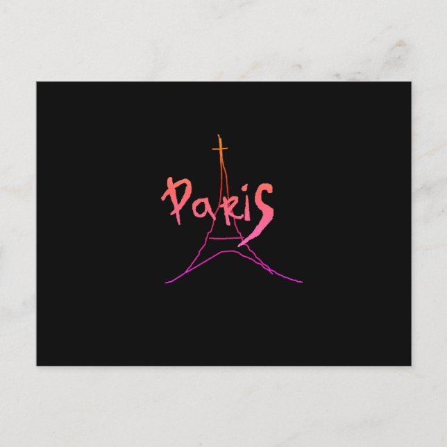 Eifel Tower Sketch Paris France Postcard (Front)