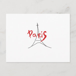 Eifel Tower Sketch Paris France Postcard