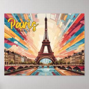 Eiffel Paris France Pop Art Travel Illustration Poster