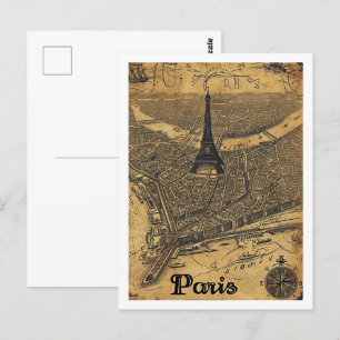 Eiffel Paris France Vintage Famous Travel Place Postcard